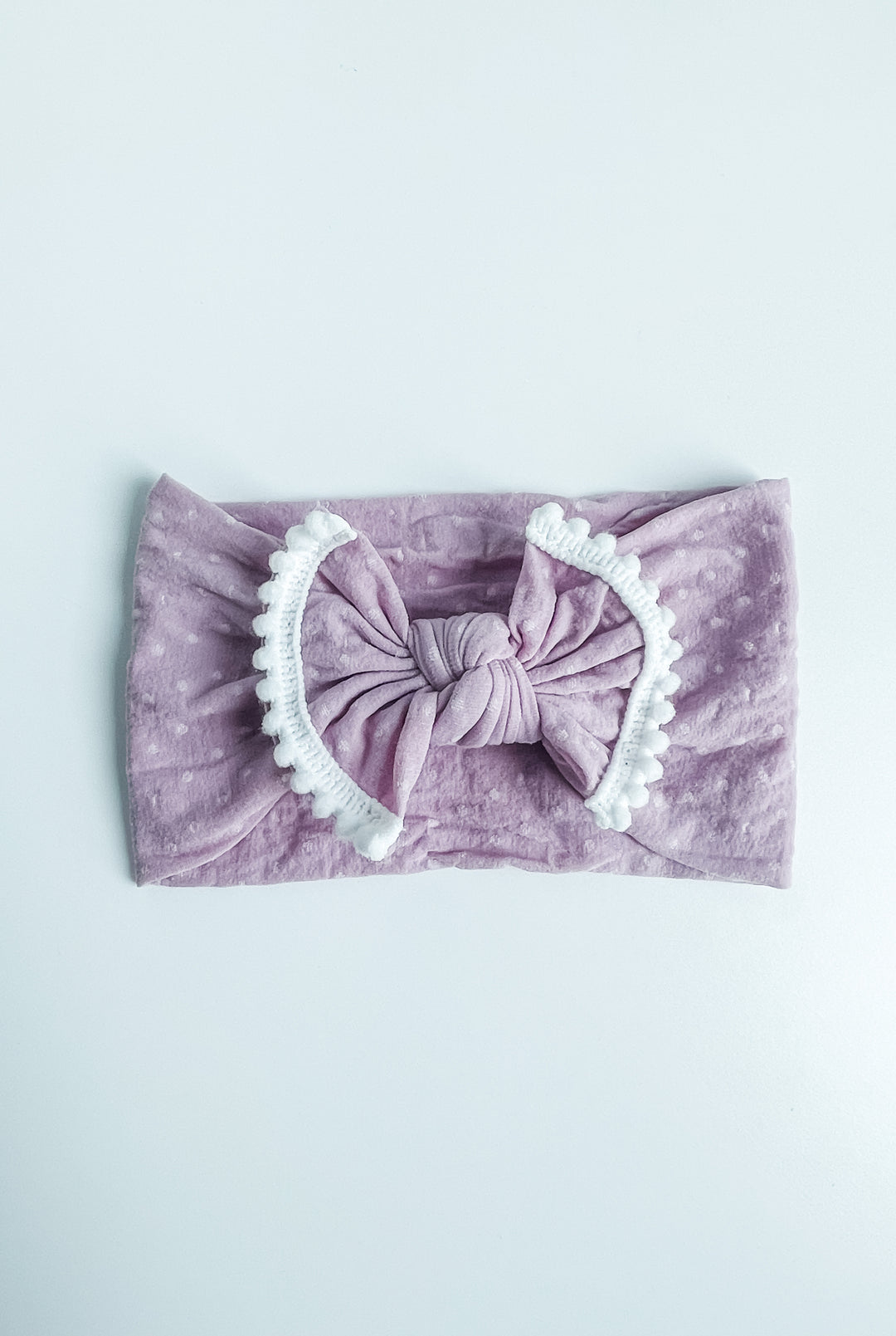 swiss dot "pom pom" lavender nylon knot StevieJs