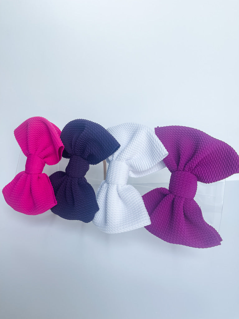 Hot Pink, Plum, White, & Berry "Chandler" Bow on Nylon BUNDLE (4) StevieJs