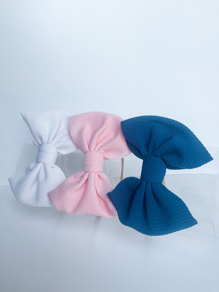 White, Bubblegum, & Cornflower "Chandler" Bow on Nylon Bundle (3) StevieJs
