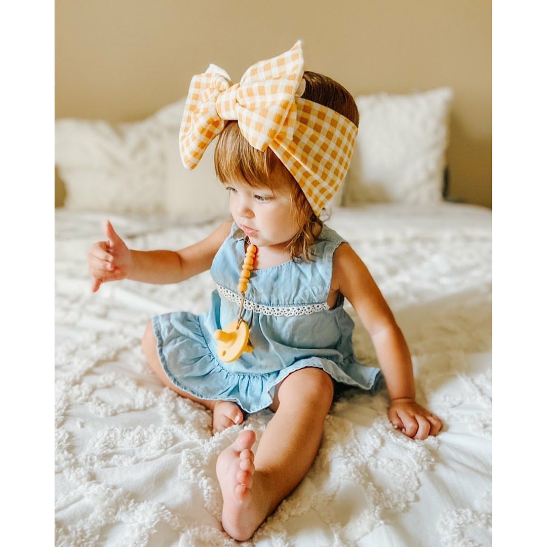 mustard gingham "julia" headwrap headwrap Stevie J's