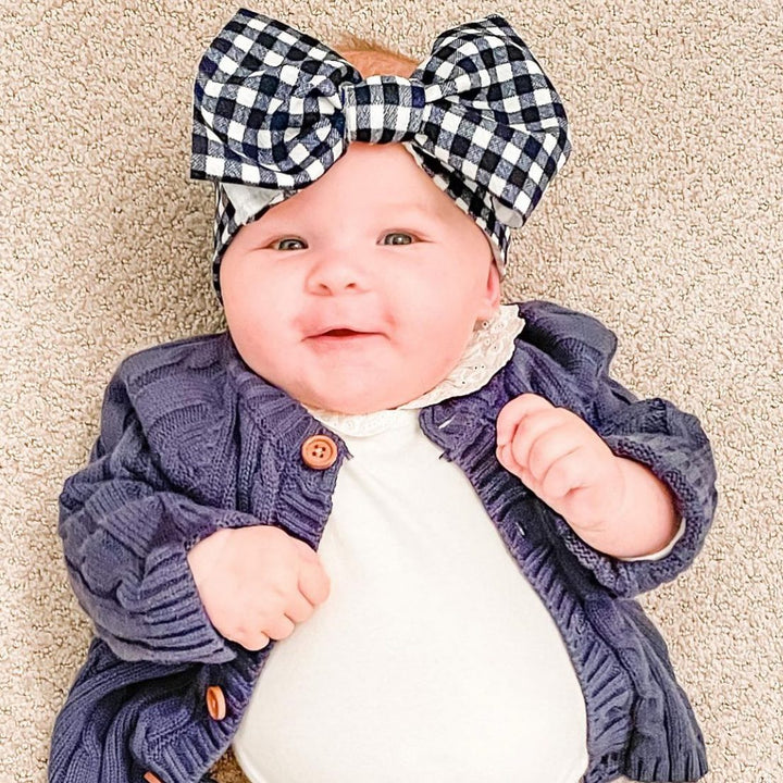 navy gingham "julia" headwrap headwrap Stevie J's