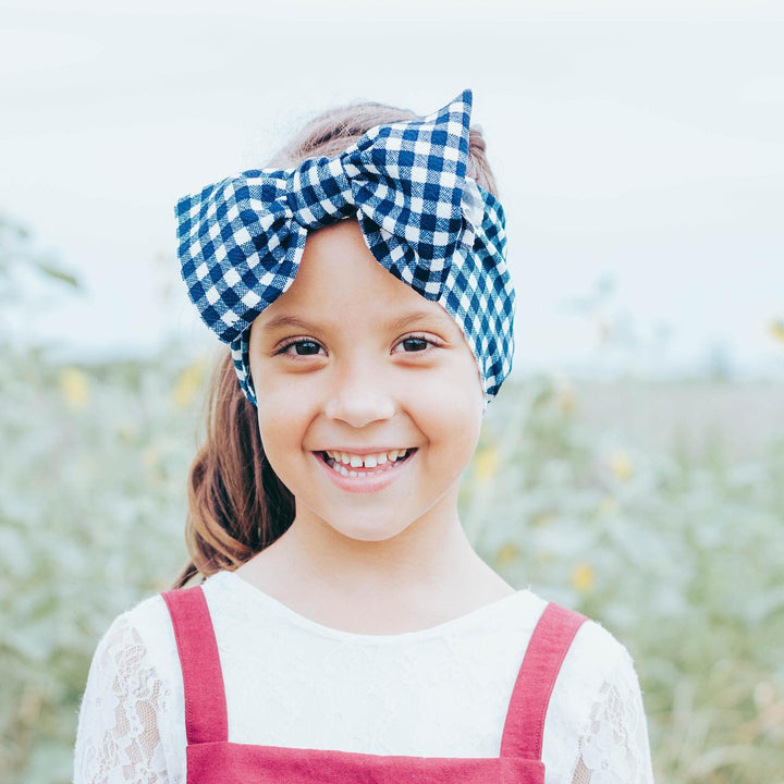 navy gingham "julia" headwrap headwrap Stevie J's Toddler