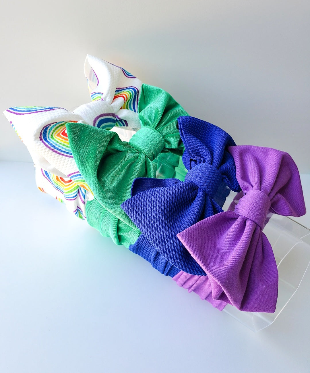 Rainbow arches "Chandler", Kelly green "Velvet", Royal "Chandler" & Grape "Comfort" NEWBORN Bundle (4) StevieJs