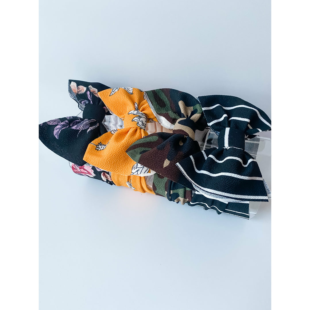 Boho Floral, Mustard Floral, Camo, B&W Stripe “Julia” NEWBORN Bundle (4) StevieJs