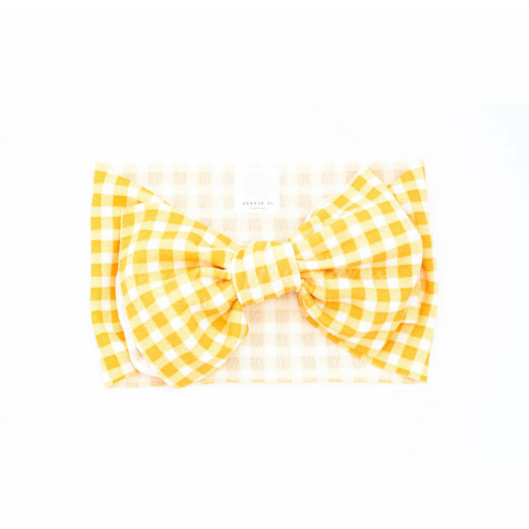 mustard gingham "julia" headwrap headwrap Stevie J's