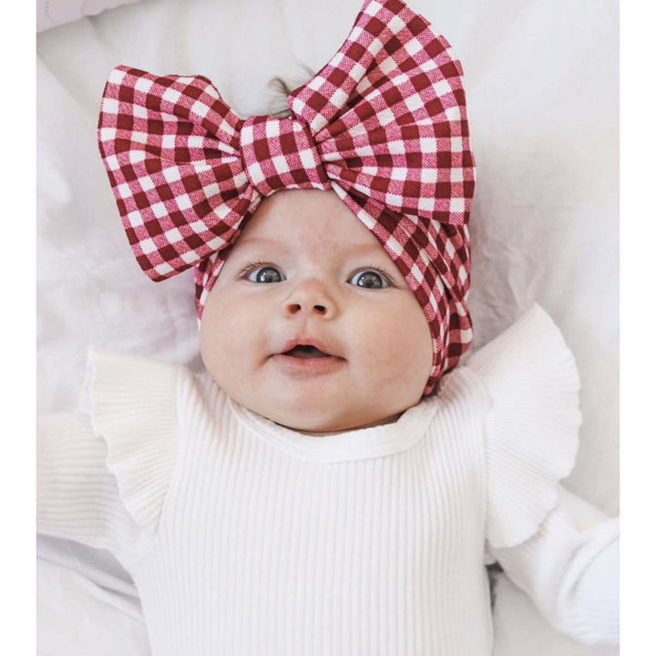 red gingham "julia" headwrap headwrap Stevie J's Baby