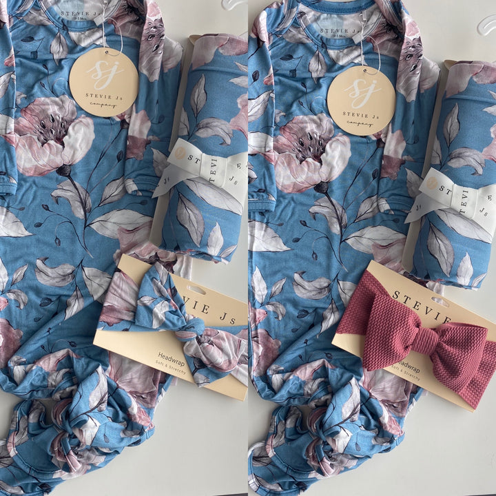 Dusty Blue Floral Swaddle  Stevie J's
