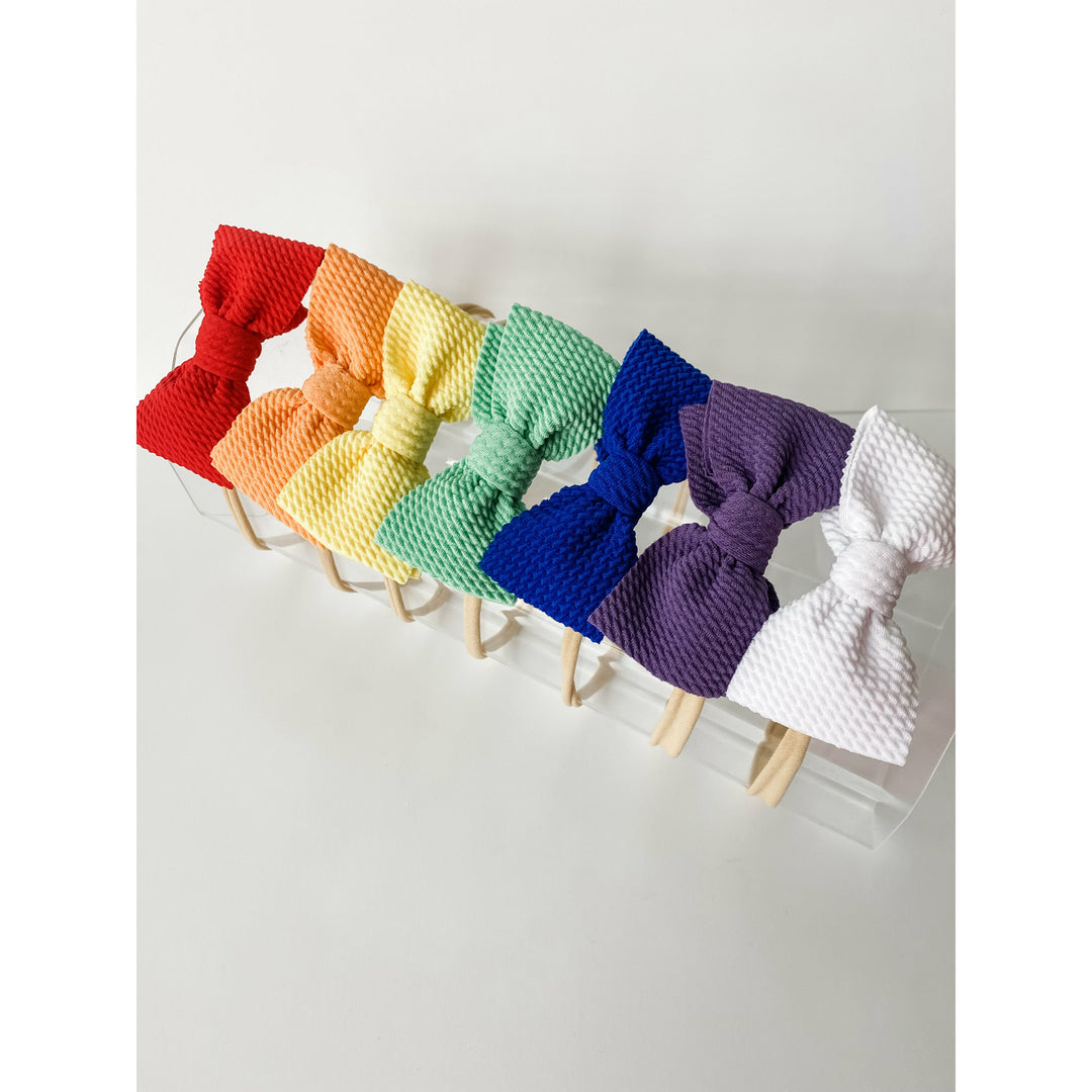 Mini Bow On Nylon BUNDLE: Scarlett, Orange Marm, Yellow, Cactus, Royal, Purple, White (7 Total) StevieJs