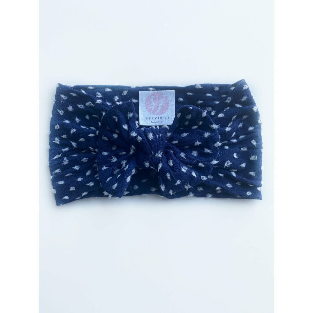 navy • swiss dot "classic" nylon knot headwrap StevieJs