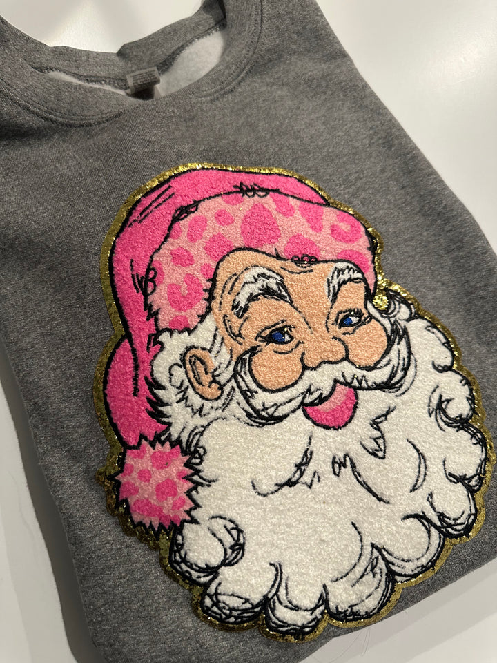 Patch Sweatshirts READY TO SHIP clothing Stevie Js & Co Gray [Pink Santa] Adult Large  