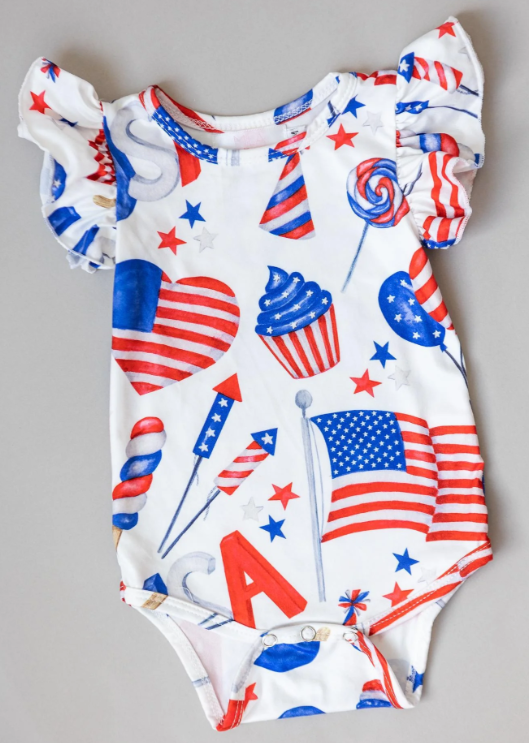 Party in the USA Flutter Bodysuit clothing Stevie Js & Co   