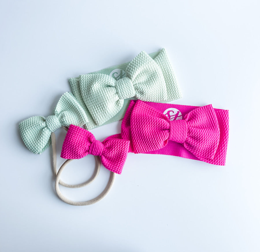 Newborn & Mini Bow On Nylon Bundle: Melon & Hot Pink "Chandler" mixed bundle  StevieJs   
