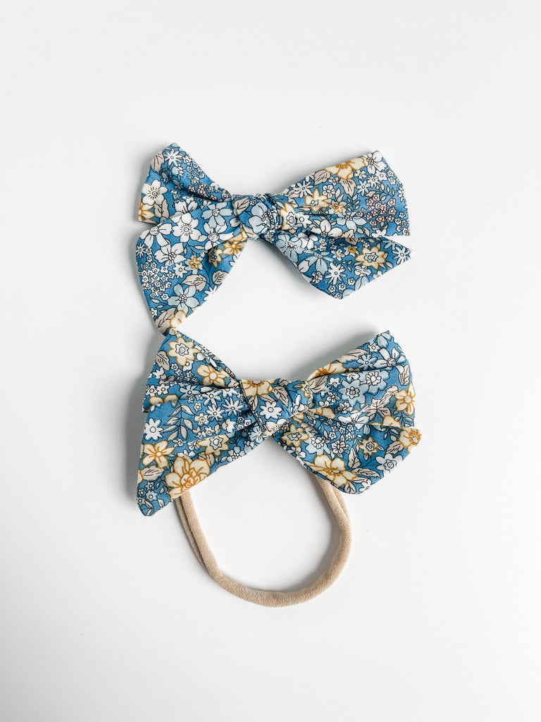 blue floral printed "liberty" bow  StevieJs   