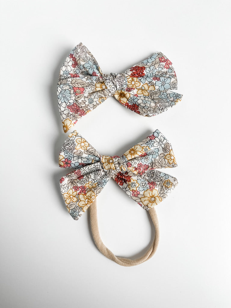 white floral printed "liberty" bow  StevieJs   