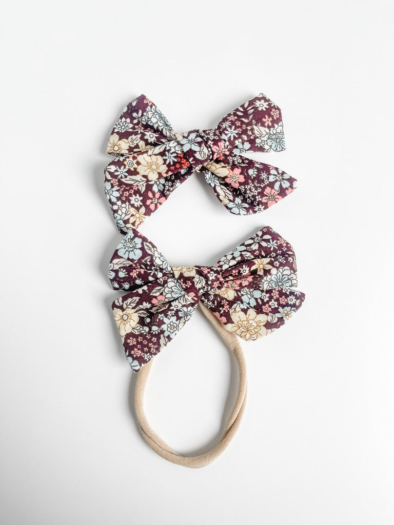coffee floral printed "liberty" bow  StevieJs   