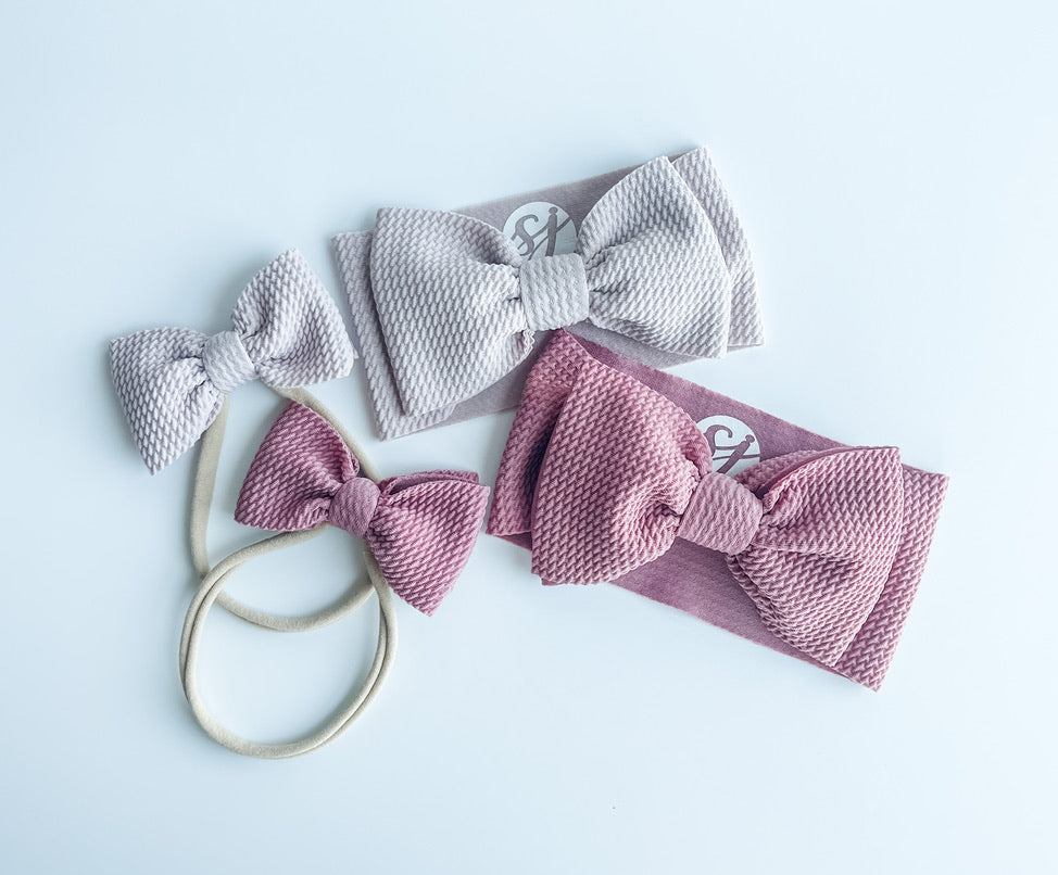 Newborn & Mini Bow On Nylon Bundle: Powder Pink & Rosie Posie "Chandler" mixed bundle  StevieJs   