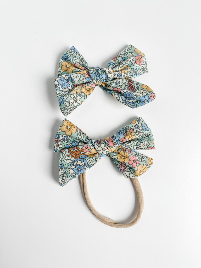 green floral printed "liberty" bow  StevieJs   