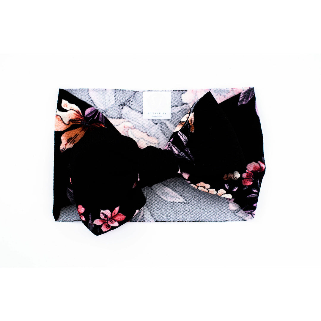 black boho floral "julia" headwrap Stretch Wrap Stevie J's   
