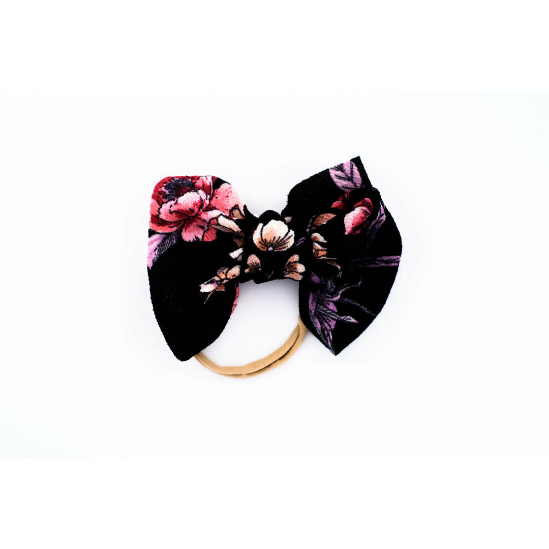 black boho floral "julia" bow on nylon bow on nylon Stevie J's   