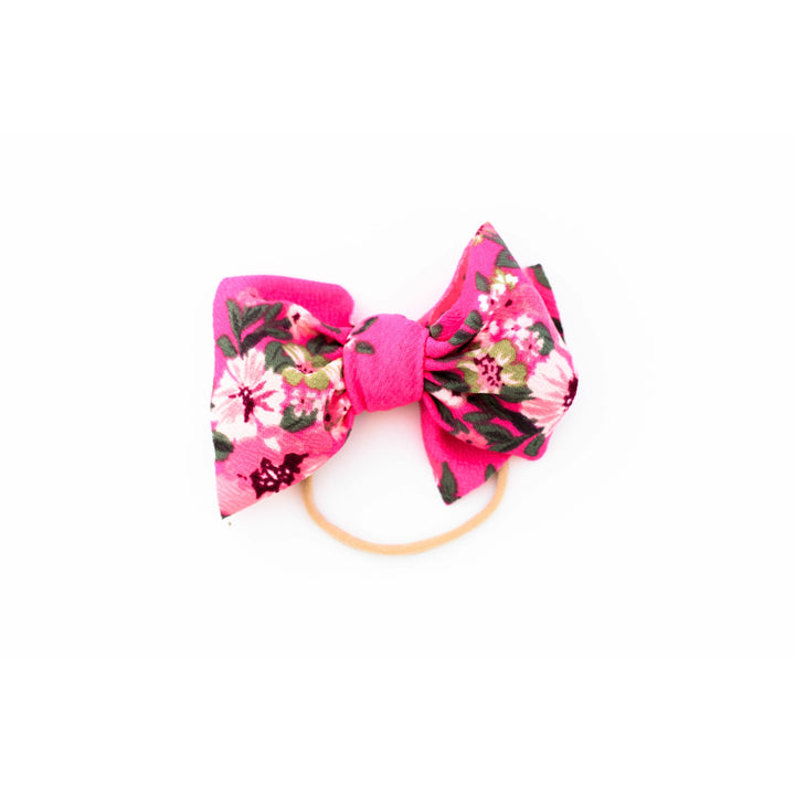 bright pink floral "julia" bow on nylon bow on nylon Stevie J's   