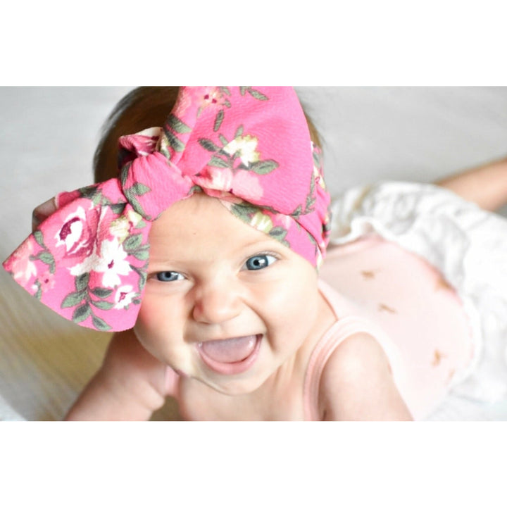 bright pink floral “julia” headwrap Stretch Wrap Stevie J's   